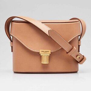 Yves Saint Laurent Beige Box Leather Medium Tuc Bag